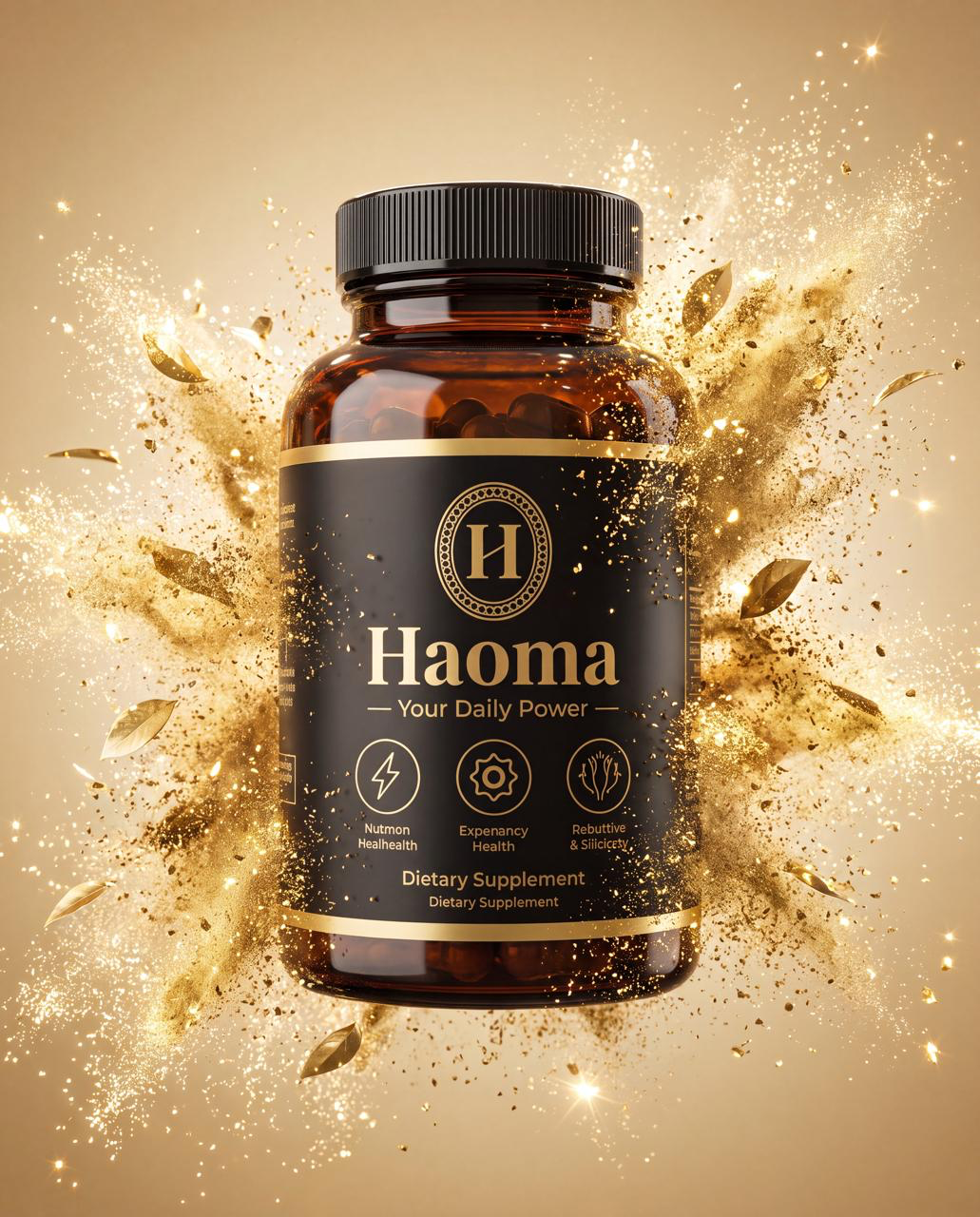 בקבוק HAOMA בפיצוץ אבקת זהב